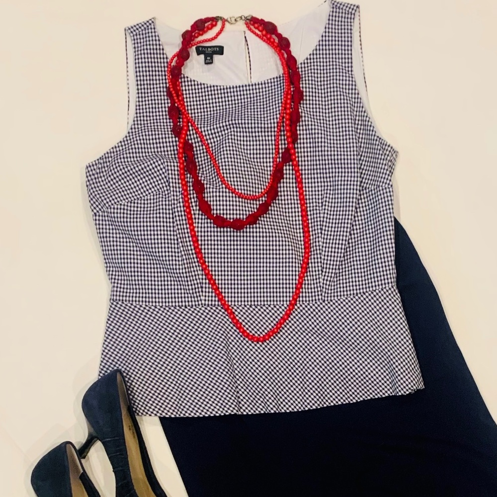 Talbots Gingham Peplum Top